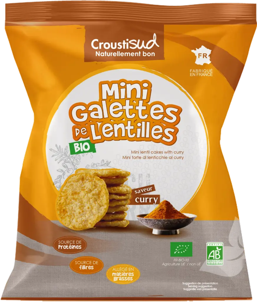 Mini-galettes de lentille bio au curry
