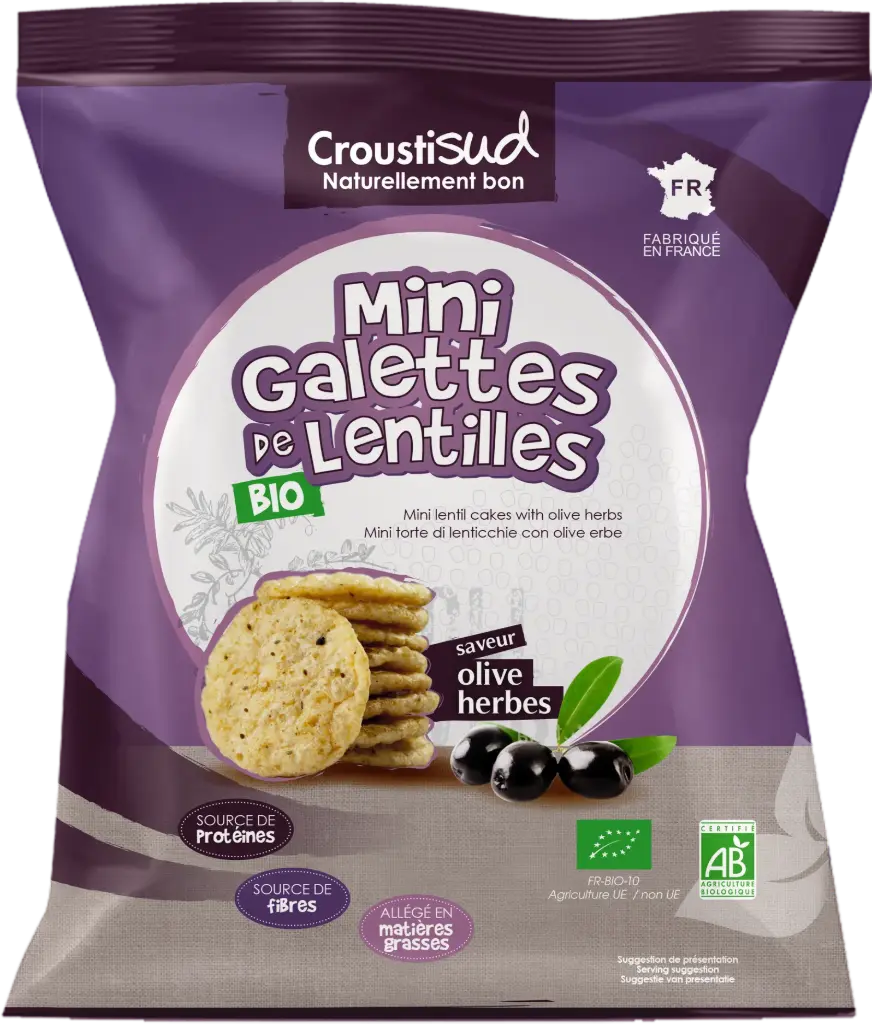 Mini-galettes de lentille bio aux olives