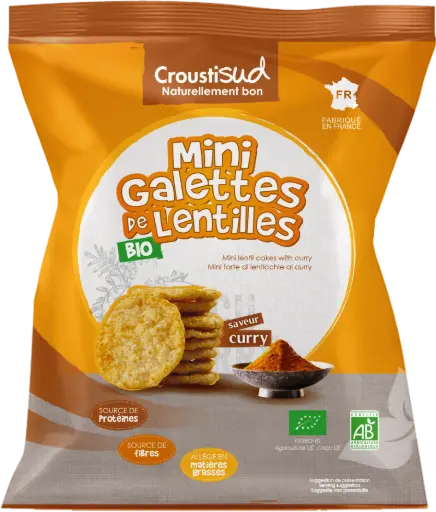 Mini-galettes de lentille bio au curry