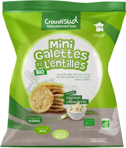 Mini-galettes de lentille bio oignon ciboulette
