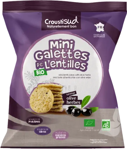 Mini-galettes de lentille bio aux olives